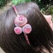Funky Flower Cluster Headband - Fuchsia Gray and Tangerine - Fabric Wrapped Metal Headband