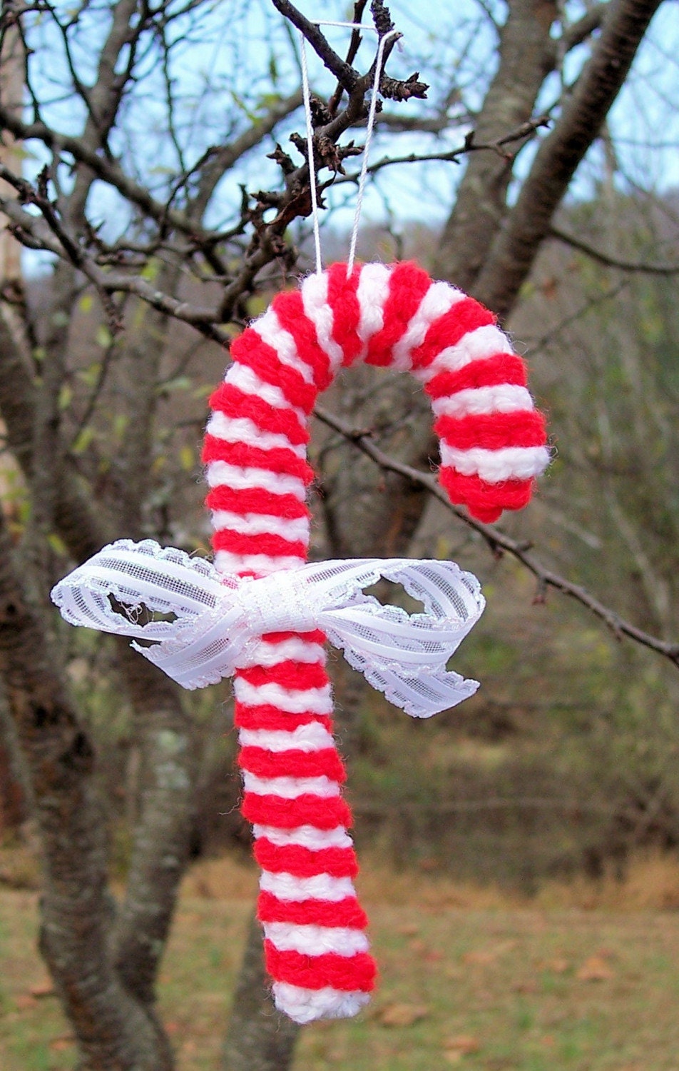 Crochet Candy Cane Ornament