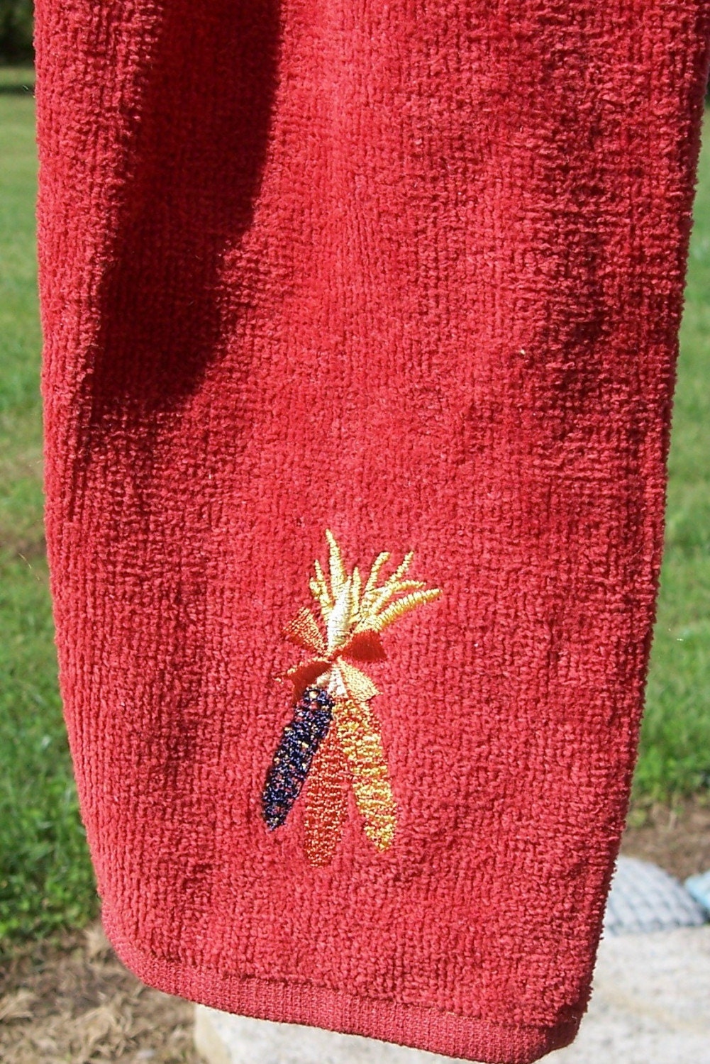 Fall Harvest or Thanksgiving Crochet Top Full Fingertip Embroidered Towel 3