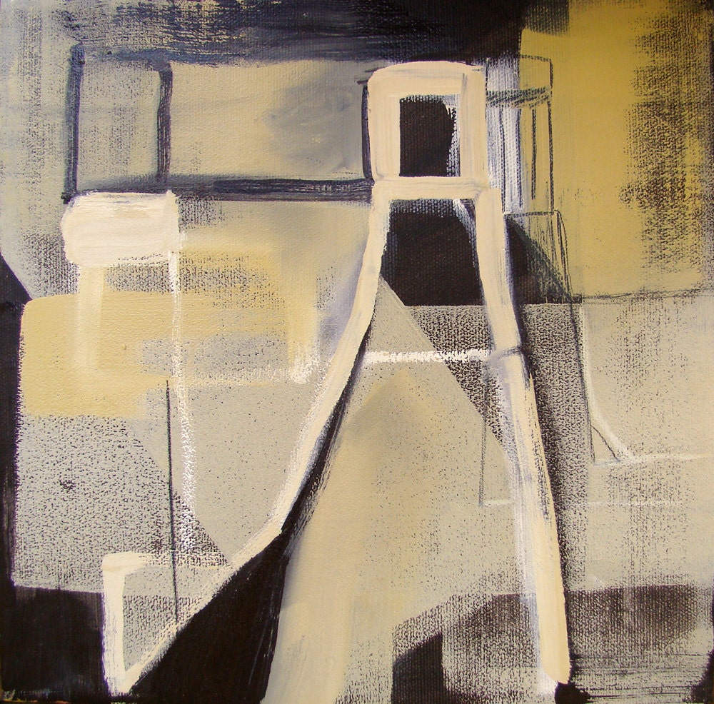 Oil Painting on Canvas, Modern Art, Contemporary Art, Abstract, White Tower 10x10