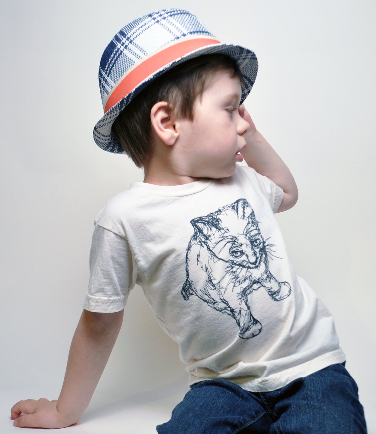 Organic Kitty Toddler Tee-Natural