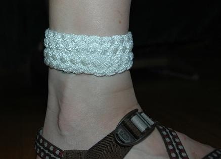 white nylon turks head knot ankle bracelet adjustable 2260