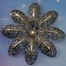 Dahlia Filigree Petal 45mm Antiqued Gold finish over BRASS Stamping Pendant Charm