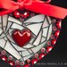 Mosaic Red and White Heart Shaped Wall Hanging