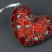 Mosaic Red and White Abstrast Heart Shaped Wall Hanging