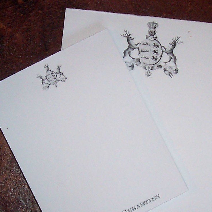 Heraldic Deer, Stag, Elk Personalized Monogrammed Crest Handmade Woodland Forest Notepads