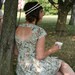 For Amy- heart cut out dress- handmade dress in woodland blue bird