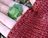 SALE - Handknit Boticelli Red Merino Wool Fingerless Mitts - Petite/Small