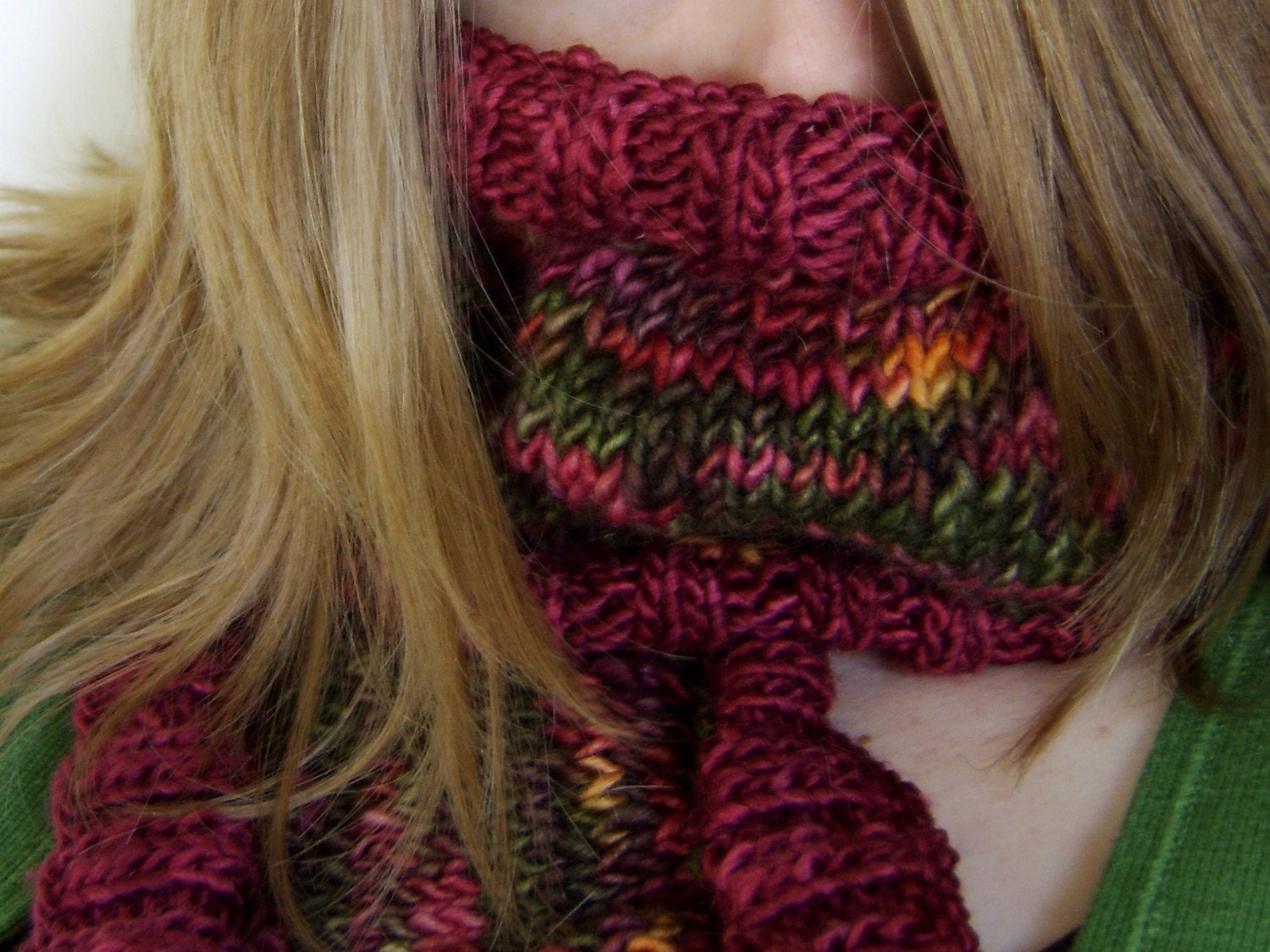 SALE - Veronica's Dark Secret - Handknit Silk Wool Scarf Neck Warmer