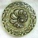 LG Czech VASELINE Glass Button w/ Floral Border and Silver Luster Accents