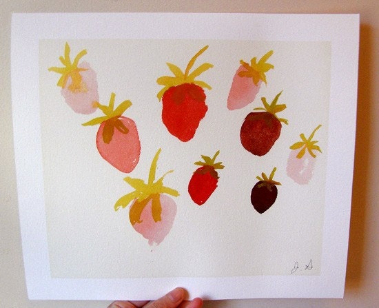 Strawberry Art- Kitchen- Painting