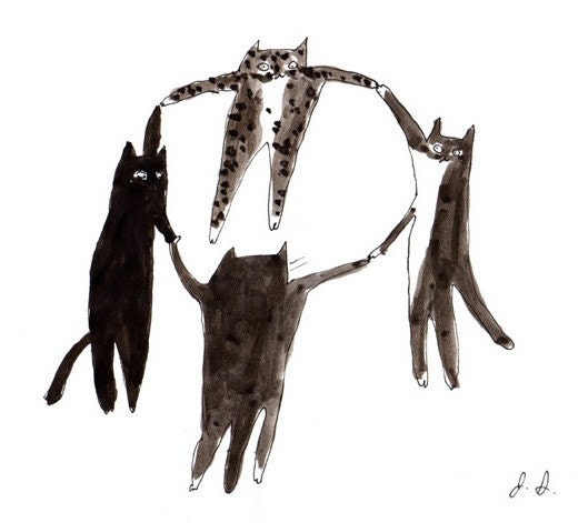 Can't we all just learn to live together- Cat Art