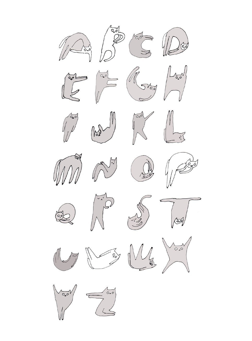 Cat Alphabet- LARGE PRINT- Typography