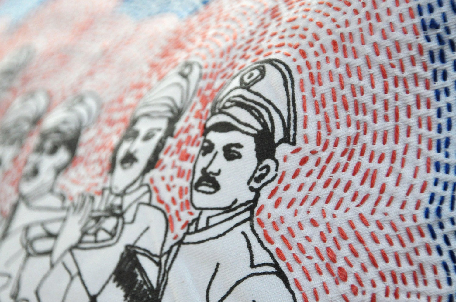 BandBaaja -  Screenprinted and embroidered kantha cushion