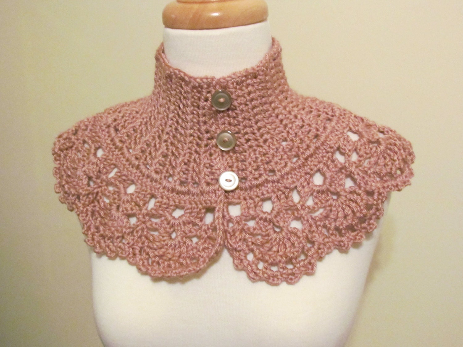 Victorian Collar Neckwarmer Victorian Rose - Crochet Victorian Collar Neckwarmer Dusty Rose for Women - Ready to Ship