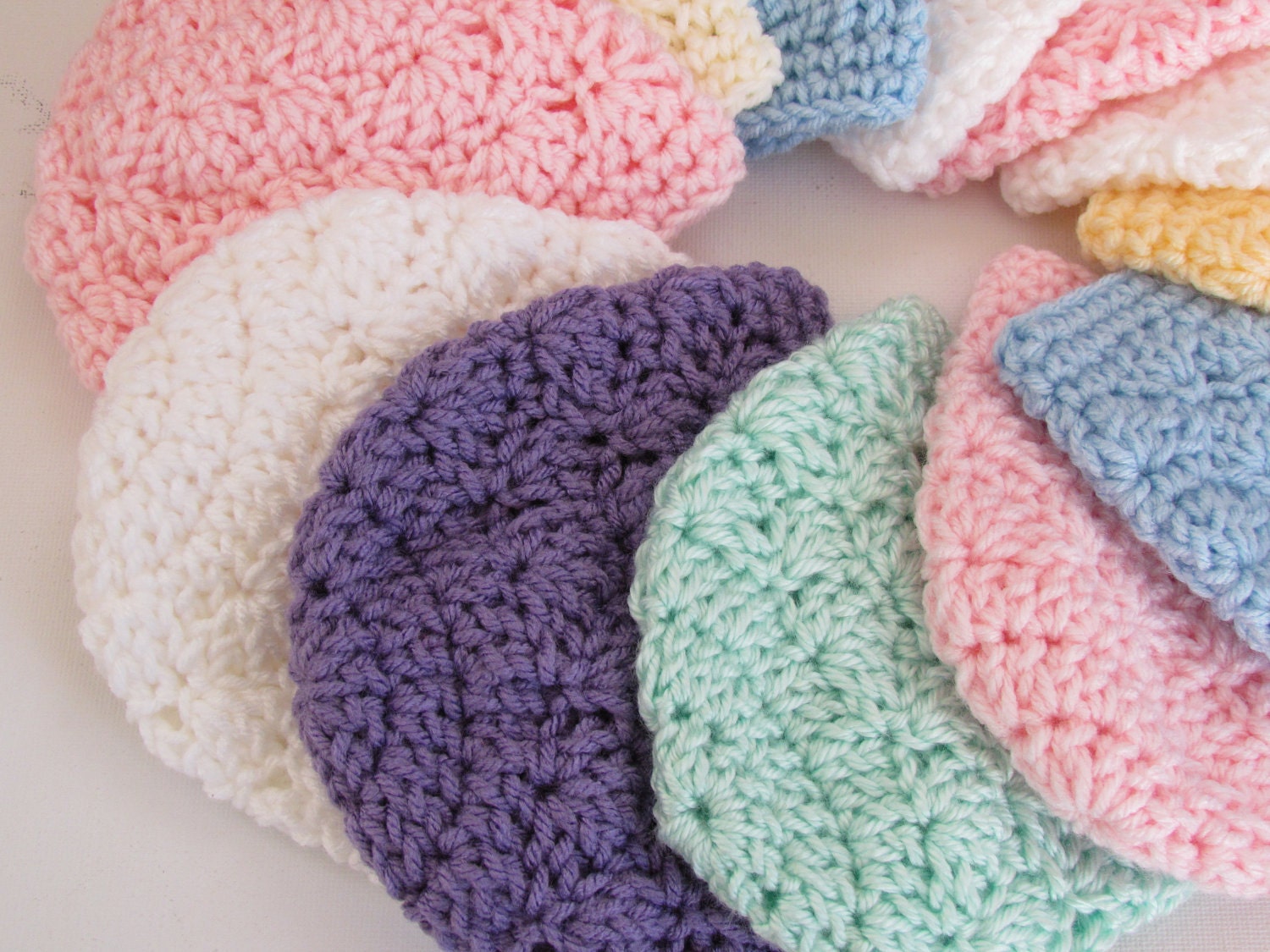 Newborn Hat Preemie Hat Crochet-Blue,White,Pink,Yellow,Lavender,Ivory,Green,You Choose, Direct Checkout