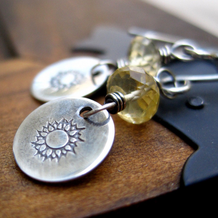 Golden Citrine Earrings Sterling Silver Sun Worshiper