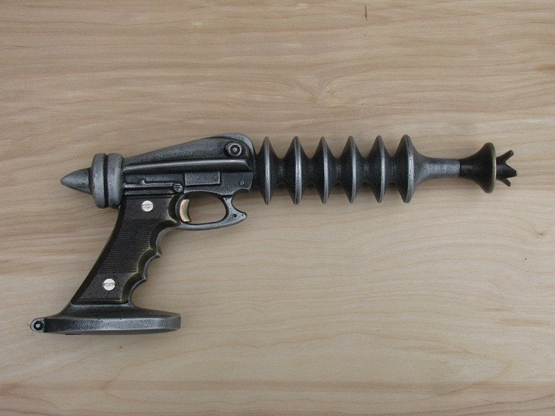 Ray Gun, Cast Aluminum and Bronze, with Spring Trigger for Cosmic Rays