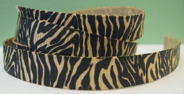 Wild Zebra Tiger Stripe Golden Tan Light Brown Gold and Black Grosgrain Ribbon in 3/8 inches wide Animal Print RSZ