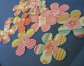 Layered Paper Flowers Pink Mix with Brad Centers Pack of three handmade Embellishments for Cards and Scrapbooks