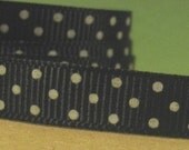 5 yard option Classy Combo Black and White Grosgrain Ribbon Polka Dot Swiss Dot in 3/8 inches wide