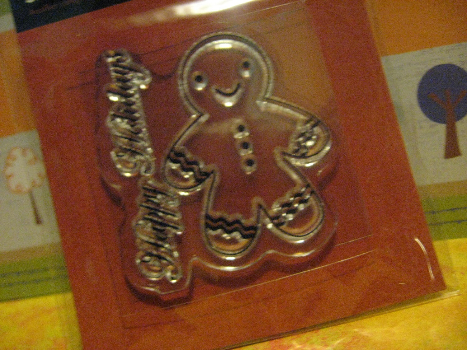 Happy Holidays Gingerbread Wintery Stamp Clear Acrylic Cling Mini Stamp Sweet Gingerbread Man So Cute Christmas Winter