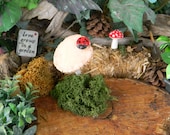 Natural Mushroom Stakes Handsculpt.....with Lady Bug glazed toadstool