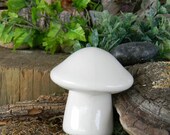 White Mushroom Garden Statue - Glazed Ceramic - vintage style - EnchantdMushroomLand