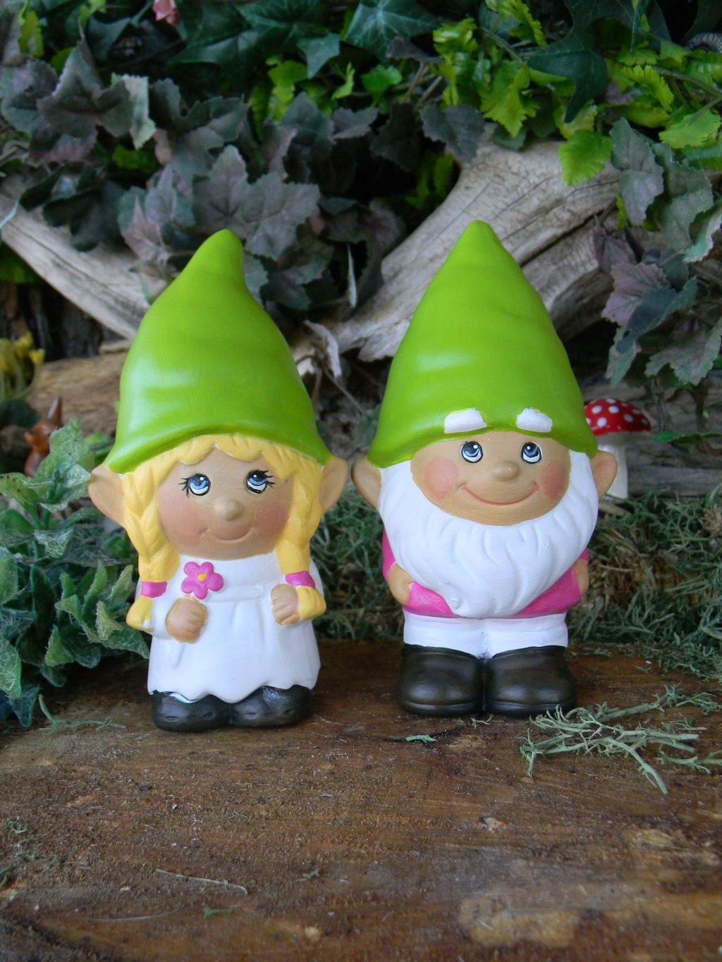 ... gnomes Custom painted ..... Gnomeo and his Juliet Painted to your