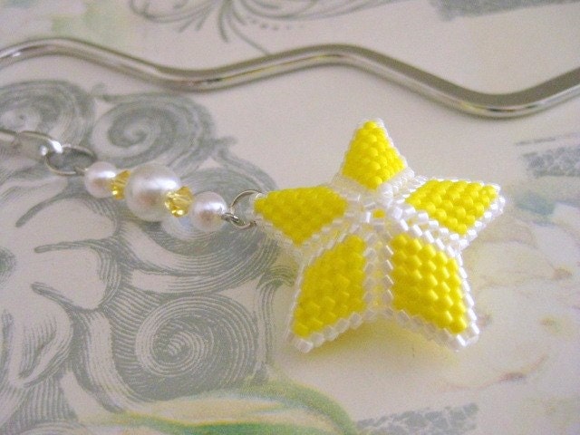 Bookmark - Little Star Beaded Beadwork Seed Bead Handmade Peyote