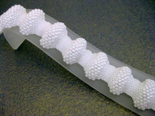 Bumpy Peyote Bracelet in White Pearl  (Made To Order) Seed Bead Cuff Beaded Beadwork Handmade