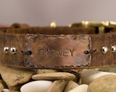 1.5 inch Leather Dog Collar, distressed large dogs