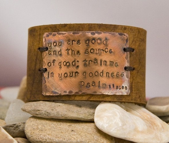 Psalms Leather cuff bracelet ,custom 1 1/2 inches you are good