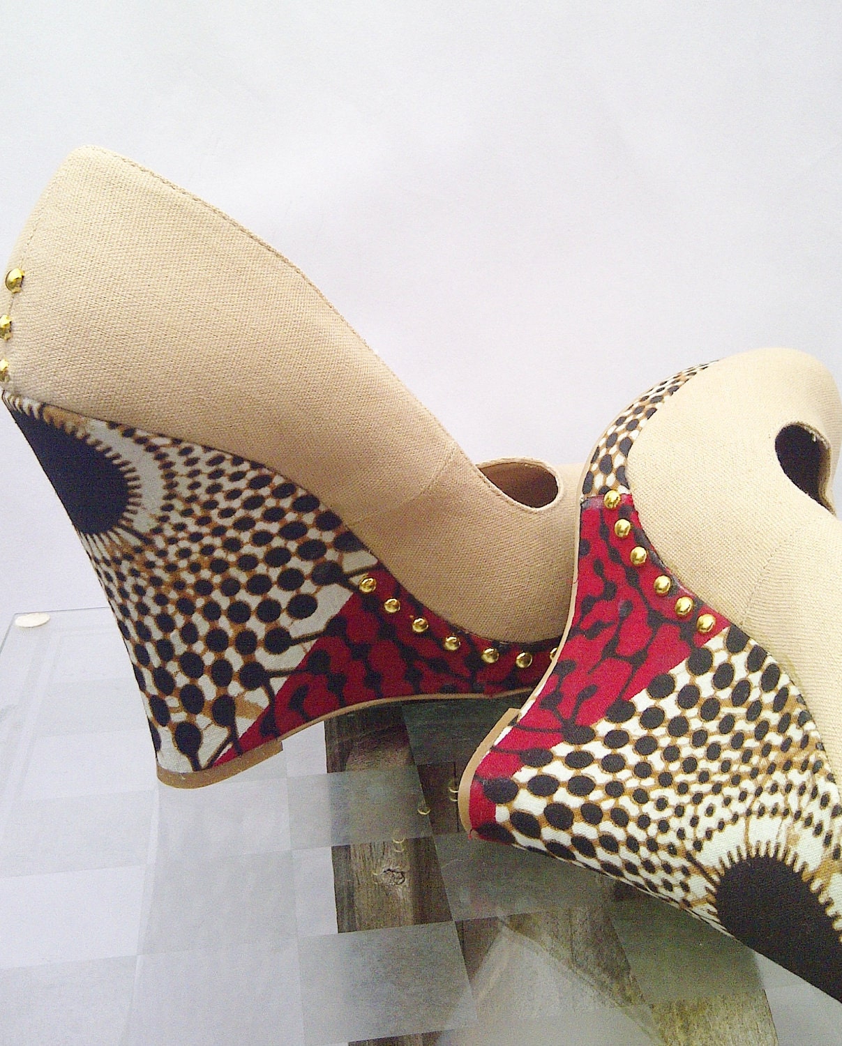 Beige Canvas Wedge