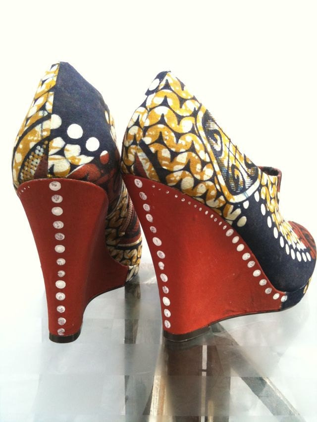 African Fabric Shoe Boot Eloana
