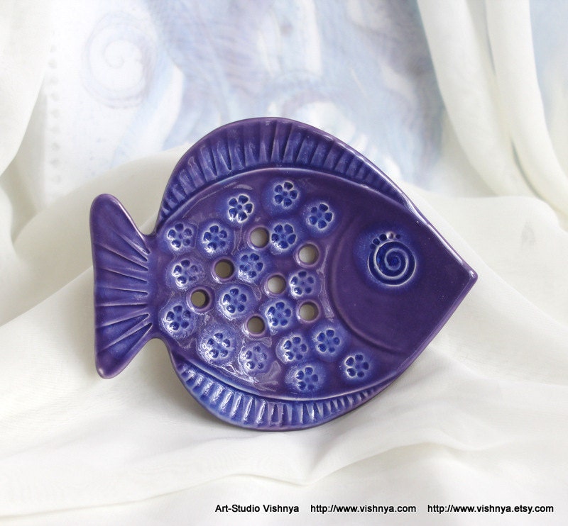 Purple lavender Spring fish (Soap Dish - Wall picture)