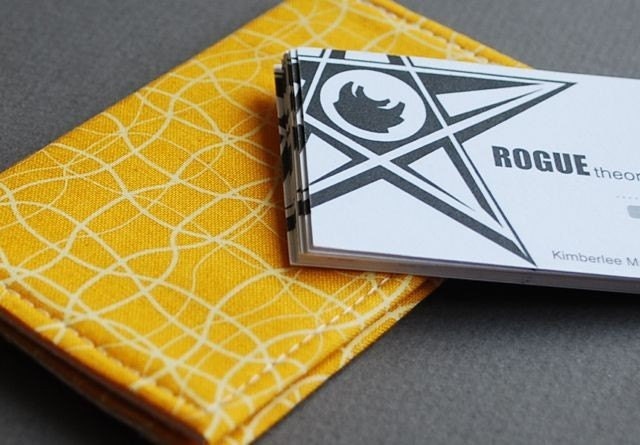 Business Card Case Holder Cover - VERT - Yellow Wave