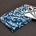 Business Card Case Holder Cover - VERT - Damask Ocean Blue