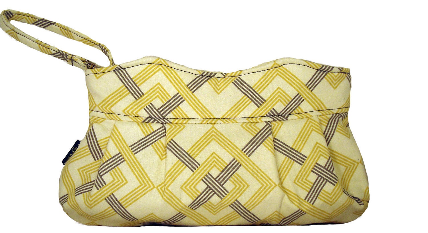 Handmade Clutch - Handmade Handbag in yellow geometric print fabric
