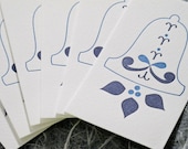 SALE Letterpress Christmas Gift Card Set of 6 Flat Holiday Bells with Envelopes