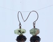 Lava and Rutilated Quartz earrings