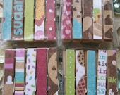 Decorative Decoupaged Clothespins Paper Both Sides SET OF 20 Sugar And Spice Mix