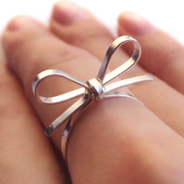 Skinny Sterling Silver Forget Me Knot Bow Tie Ring