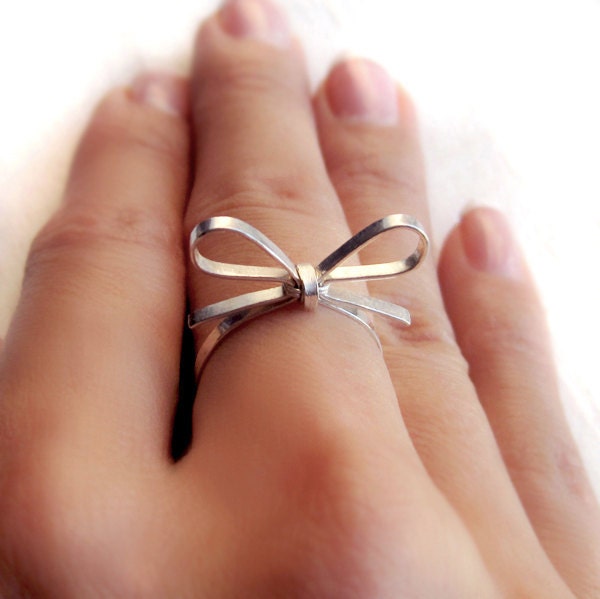 Skinny Sterling Silver Forget Me Knot Bow Tie Ring