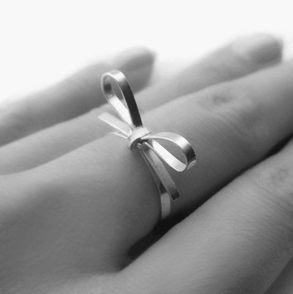 Skinny Sterling Silver Forget Me Knot Bow Tie Ring