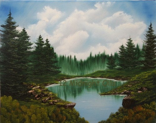 Overlooking The Lake  Original Landscape Oil Painting