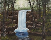 Waterfall In The Woods  Original Landscape Oil Painting