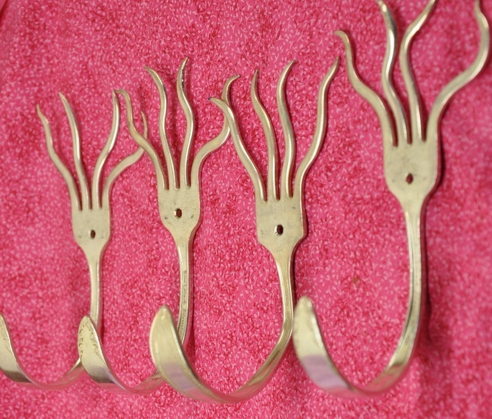 4 Silverware Coathooks Modern Decor Recycled art with forks