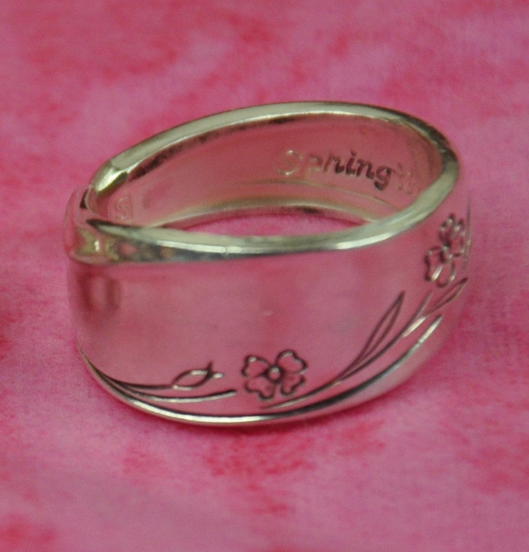 Spoon ring ANY size Springtime Pattern