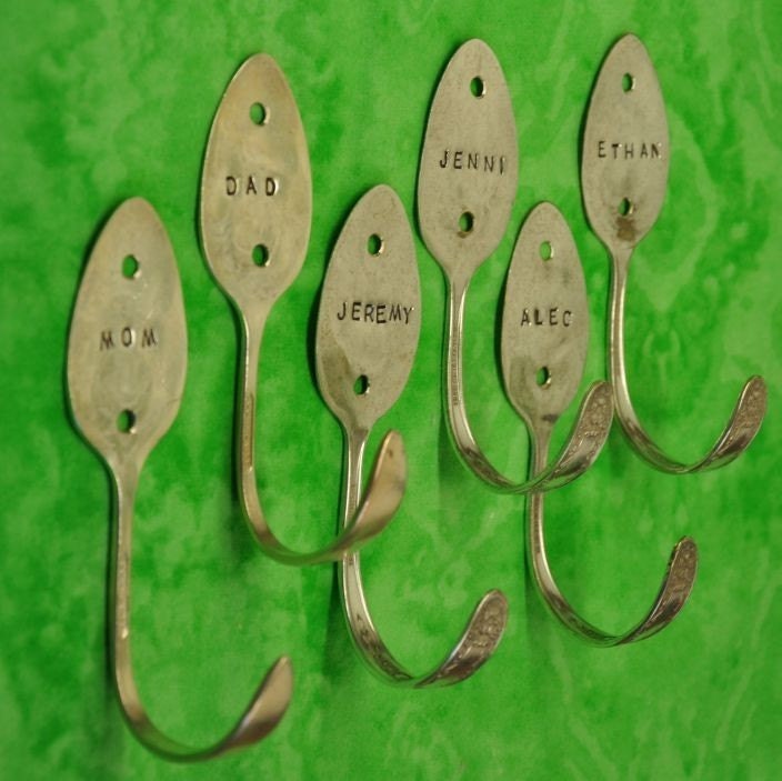 Art Attack 6 Modern Spoon Hooks Personalized